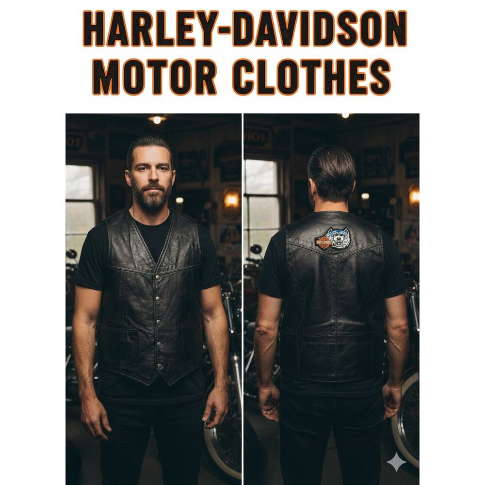 Vintage Harley-Davidson Wolf Patch Leather Vest Sz. M